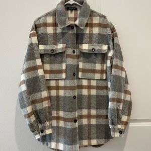 Fore Oversized Plaid Shacket - L